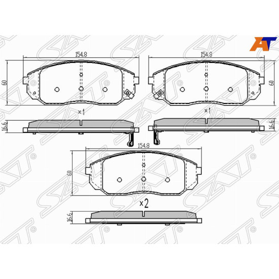 Колодки тормозные перед KIA SORENTO 02-09 SAT