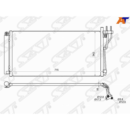 Радиатор кондиционера HYUNDAI SONATA V 04-09/KIA MAGENTIS 06-10 SAT
